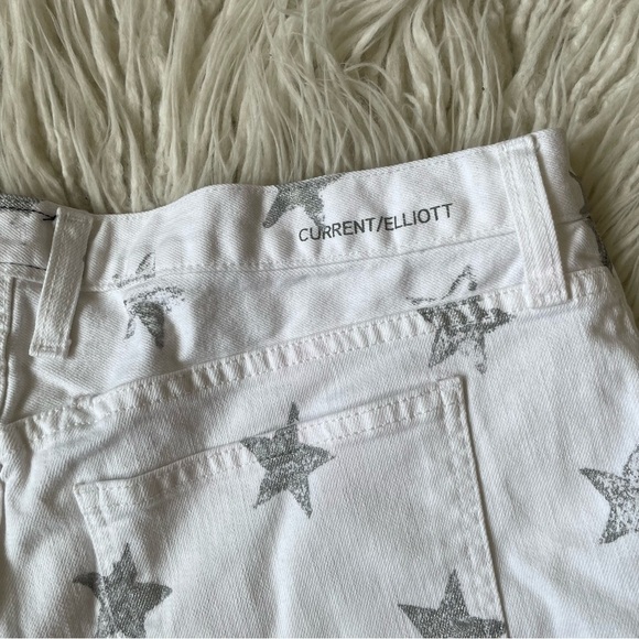 Current/Elliot Sugar Metallic Stars White Stretch Denim Boyfriend Jean Shorts 29 - Picture 5 of 8
